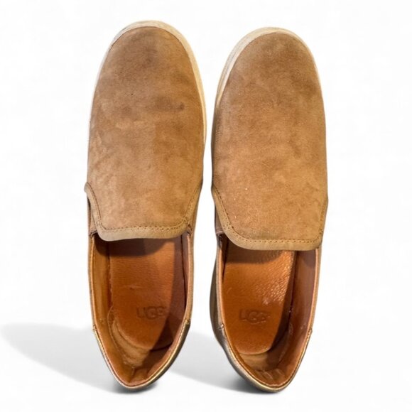 UGG Australia Jess Slip-On Suede Sneakers – Gold Tan – Women’s Size 8 – EUC - Picture 2 of 5